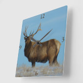 E62 Bull Elk Sky Lined Vierkante Klok (Hoek)