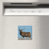 E62 Wapiti Stier Tegen De Lucht Afgetekend Magneet (Insitu (Vaatwasser))