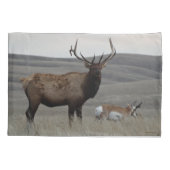 E63 Bull Elk en Antelope Bok Kussensloop (Achterkant)