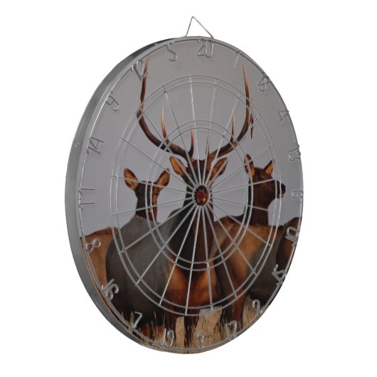 E66 Elk bull en koeien Dartbord (Voorkant Links)