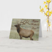 E8 Bull Elk in Fluwelen Gewei Kaart (Gele Bloem)