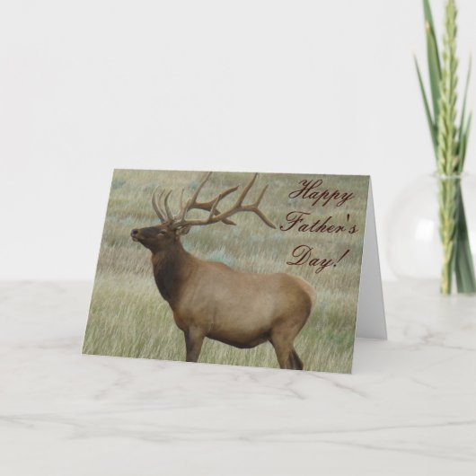 E8 Bull Elk in Fluwelen Gewei Kaart (Voorkant)