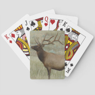 E8 Bull Elk in Fluwelen Gewei Pokerkaarten