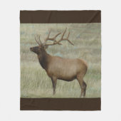 E8 Bull Elk in Velvet Fleece Deken (Voorkant)