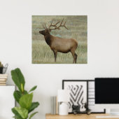 E8 Bull Elk in Velvet Poster (Thuiskantoor)