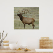 E8 Bull Elk in Velvet Poster (Keuken)