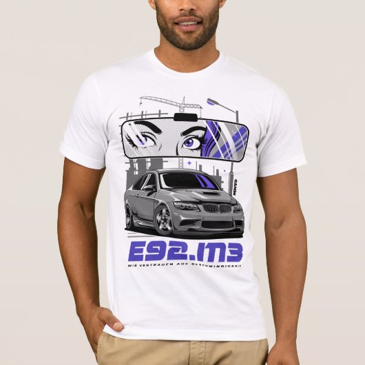 E92 M3 Illustratie sportauto T-shirt (Voorkant)