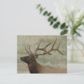 E9 Bull Elk in het profiel van het klettenhoofd Briefkaart (Staand voorkant)