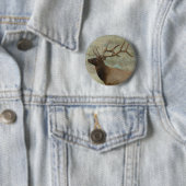 E9 Bull Elk in Velvet Ronde Button 5,7 Cm (In situ)