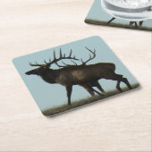 E 14 Big Bull Elk Silhouette Kartonnen Onderzetters (Schuin)
