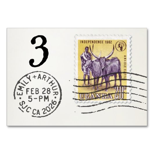 E&A Wedding Reception Table Card 3 Uganda Kaart (Achterkant)