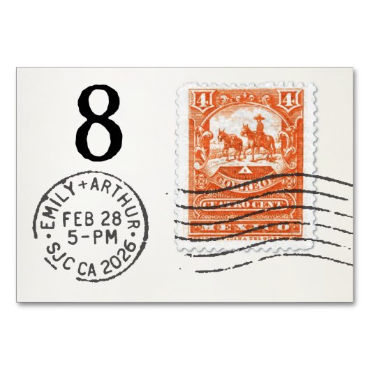 E&A Wedding Reception Table Card 8 Mexico Kaart (Achterkant)