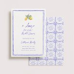 È Amore Italiaans Vrijgezellenfeest Kaart<br><div class="desc">Introductie van onze prachtige bruids douche uitnodiging voor de ultieme Italië bestemming viering! Deze uitnodiging is voorzien van elegante blauwe kalligrafie, perfect gecombineerd met een kleine citroentak illustratie, waardoor een verfijnd en chique ontwerp ontstaat. De achterkant van de uitnodiging is geïnspireerd op klassieke Italiaans blauwe tegels, het toevoegen van een...</div>