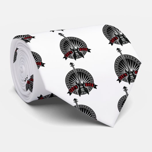 e-bass guitar let's rock stropdas (Opgerold)