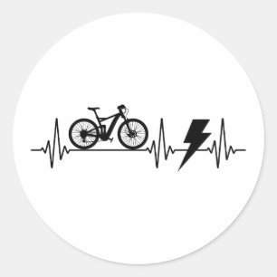 E-Bike Electric-Bike E-Cyclist Bicycling Heartbeat Ronde Sticker