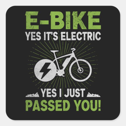 E-bike elektrische passeerde u Electrorad fietser Vierkante Sticker (Voorkant)