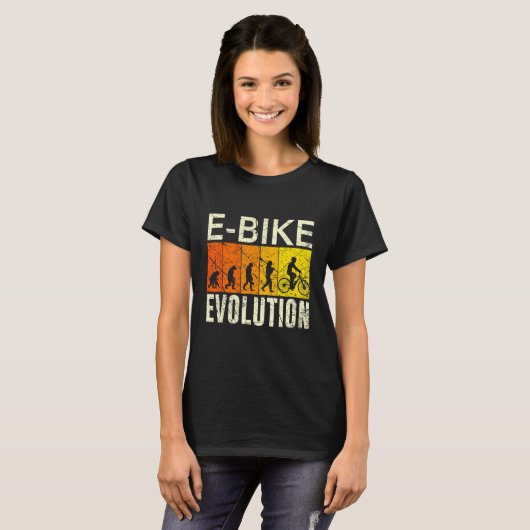 E Bike Evolution Monkey Human Development Bicycle T-shirt (Voorkant volledig)