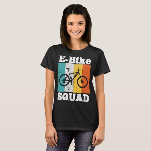 E Bike Squad Eike Team E Biking Retro E Bike T-shirt (Voorkant volledig)