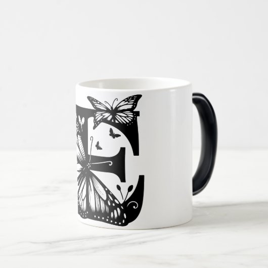 E Blauw Back butterfly Magische Mok (Voorkant rechts)