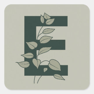 E botanisch monogram vierkante sticker