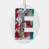 E BRIEF/SANTA EN SAX, CHRISTMAS PARTY MONOGRAM KERAMISCH ORNAMENT (Rechts)