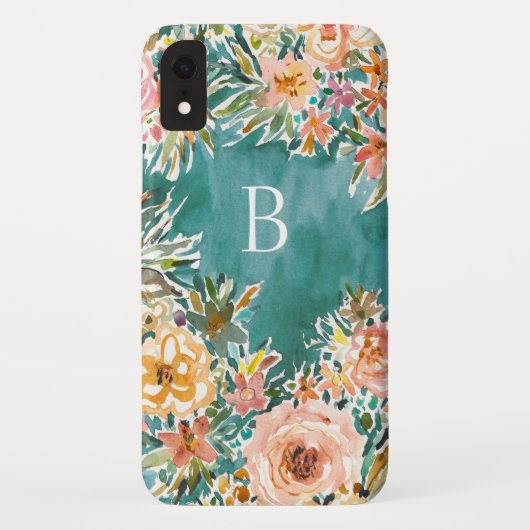 E-BULLIENCE Lush Floral Monogram Case-Mate iPhone Case (Achterkant)