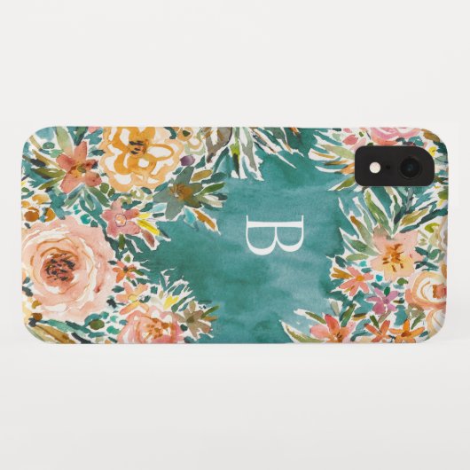 E-BULLIENCE Lush Floral Monogram Case-Mate iPhone Case (Achterkant (horizontaal))