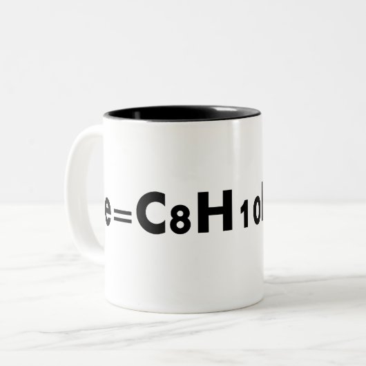 e=cafeïne mok (Voorkant links)