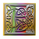 E Celtic Rainbow Aangepaste monogram tegel Tegeltje (Voorkant)