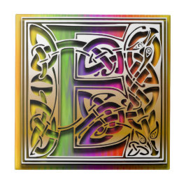 E Celtic Rainbow Aangepaste monogram tegel Tegeltje
