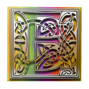 E Celtic Rainbow Aangepaste monogram tegel Tegeltje