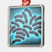 E-coli cellen 2 metalen ornament (Links)