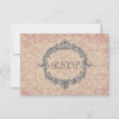 E-cru en Peach Damask RSVP Wedding Response Card (Voorkant)