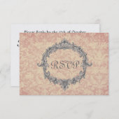 E-cru en Peach Damask RSVP Wedding Response Card (Voorkant / Achterkant)