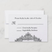E-cru en Peach Damask RSVP Wedding Response Card Kaartje (Achterkant)