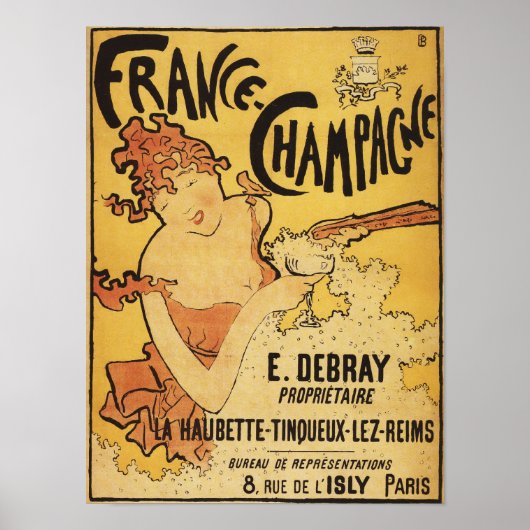 E. Debray Champagne Advertisement Poster (Voorkant)