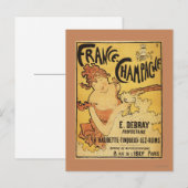 E. Debray Champagne Advertisement Poster Briefkaart (Voorkant / Achterkant)