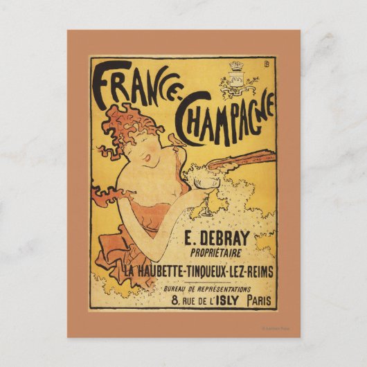 E. Debray Champagne Advertisement Poster Briefkaart (Voorkant)