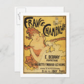 E. Debray Champagne Advertisement Poster Briefkaart (Voorkant / Achterkant)