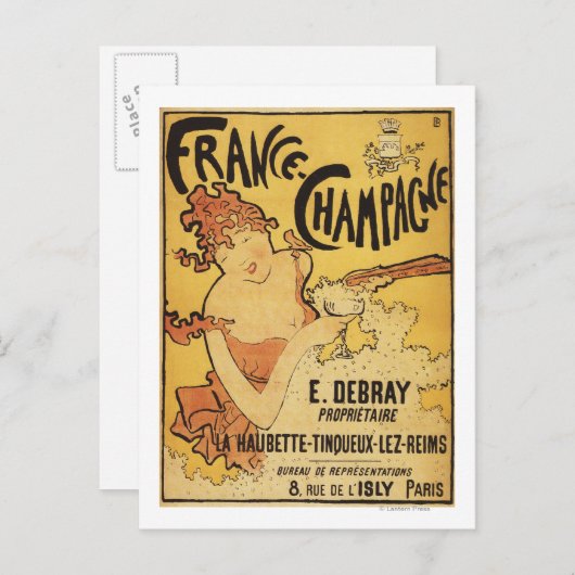 E. Debray Champagne Advertisement Poster Briefkaart (Voorkant / Achterkant)
