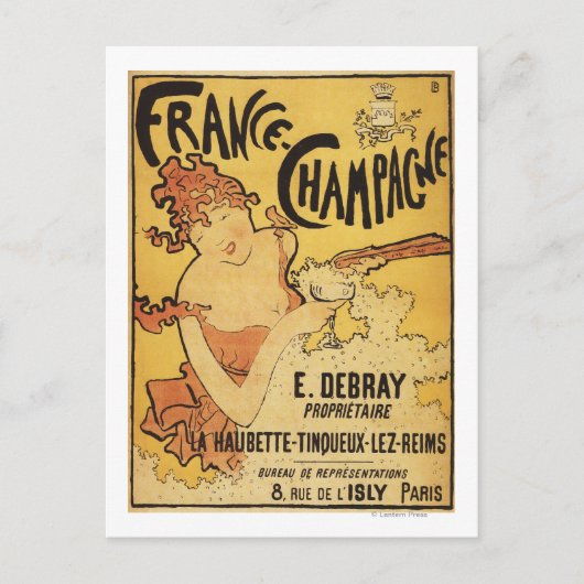 E. Debray Champagne Advertisement Poster Briefkaart (Voorkant)