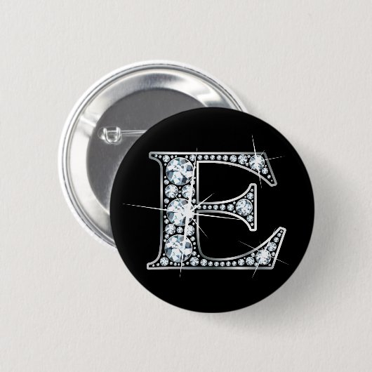 "E" Diamond Bling Button (Voorkant /achterkant)