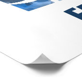 "E" Dinosaur Waterverf Blue Child Name Poster (Hoek)