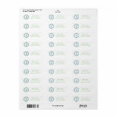 E Dot Cirkel Mongram Adreslabel (Mint / Blauw) Etiket (Full Sheet)
