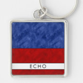 E Echo Nautical Signal Flag + Jouw naam Sleutelhanger (Voorkant)