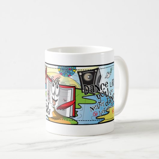 E en B "Dans alsof je nooit..." Witte Mok (Voorkant rechts)