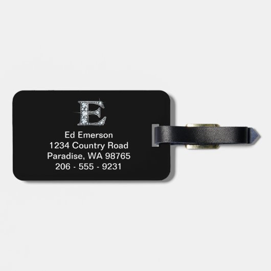 E Faux-"Diamond Bling"-Bagagelabel Bagagelabel (Achterkant horizontaal)