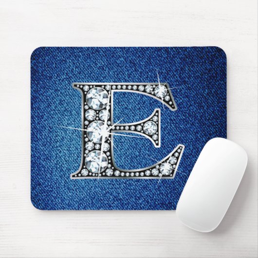 E Faux-"Diamond Bling" op Denim Mousepad Muismat (Met muis)