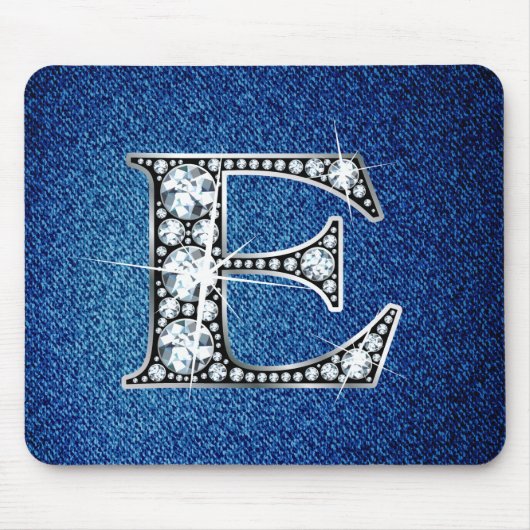 E Faux-"Diamond Bling" op Denim Mousepad Muismat (Voorkant)