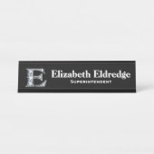 E Faux Diamond Desk Bureau Naambordje (Voorkant)